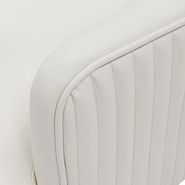 English Elm Raya Solid Wood Vegan Leather Dining Chair with Gold Geometric Base, Ribbed Back & High-Density Foam Ivory B365P397727