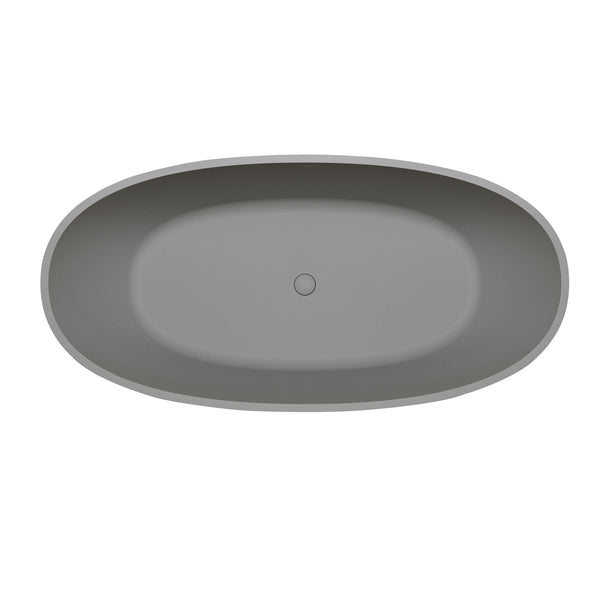 English Elm 70.6'' Freestanding Resin Stone Soaking Tub Polished Spa Bath with Drain Overflow W2753P477965