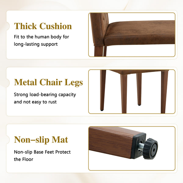 English Elm Table and Chair Set Walnut Round Dining for Four with Tufted Suede Seats W1151S04853