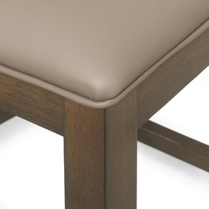 English Elm Christopher Knight Home® - Farmhouse Upholstered Wood Counter Stools Set of 2 — Rustic Ladderback PU Seats, Rubberwood Frame, Cozy Comfort Brown 69005.00ABRN