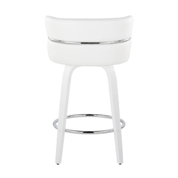 English Elm Fixed-height Swivel Counterstools Faux Leather Seat Chrome Footrest Kitchen Island Set B202S01801