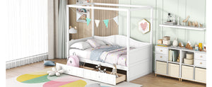 English Elm Twin Canopy Daybed with Pull Out Trundle Pinewood Frame for Kids or Guest Rooms N708P373435K