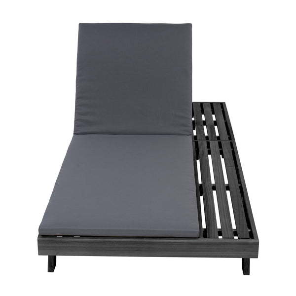 English Elm Lounge Chaise Outdoor Acacia Wood Slatted Frame with Water Resistant Cushion Resort Style Black,Dark Gray N770P442B18G