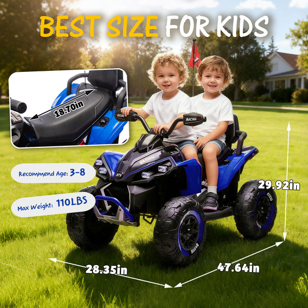 English Elm 24v Kids Electric Atv Xxxl Off-road Ride on with Remote Parental Control and Bluetooth Blue W1578P228313