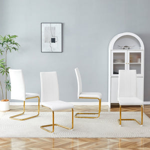 English Elm 4-pack Pu High-back Dining Chairs with Powder-coated Metal Legs for Modern Kitchens W3875P372873