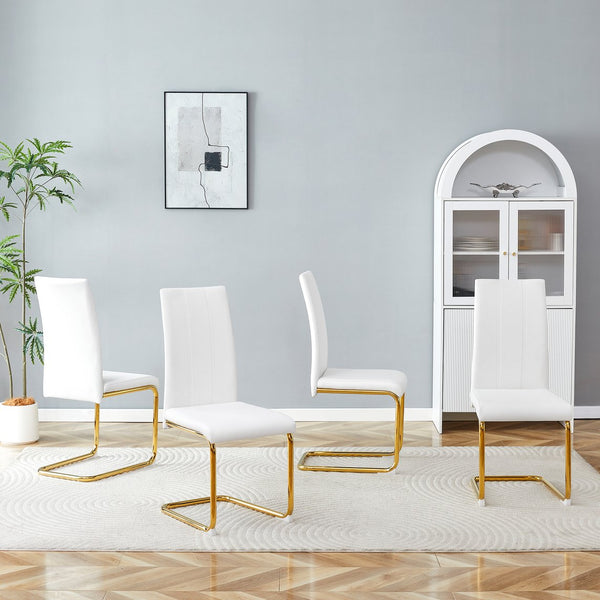 English Elm 4-pack Pu High-back Dining Chairs with Powder-coated Metal Legs for Modern Kitchens W3875P372873