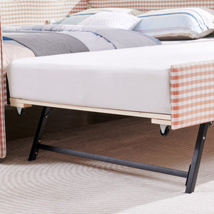 English Elm Spare Plaid Upholstered Convertible Daybed with Usb Port for Kids or Guest Rooms W1413P384961