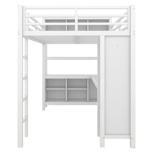 English Elm Metal Loft Bed With L-Shaped Desk & Ample Storage - Full-Size Heavy Duty Bed For Kids & Teens W1580S00067
