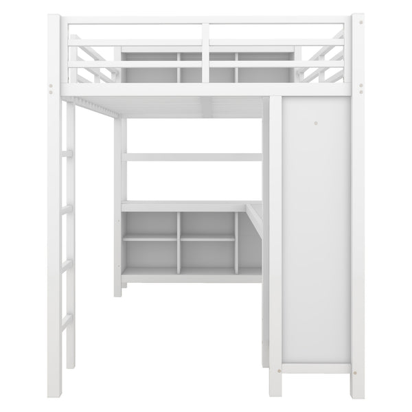 English Elm Metal Loft Bed With L-Shaped Desk & Ample Storage - Full-Size Heavy Duty Bed For Kids & Teens W1580S00067