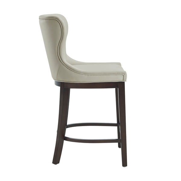 English Elm Blair Stone Leatherette Counter Stool – Chic Beech Wood Legs, Wingback Design, Fully Assembled Comfort B365P398067