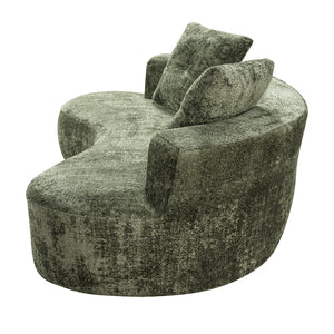 English Elm 79.5" Boucle Floor Sofa Seats Three with Cloud Soft Foam Core and Two Accent Pillows Green W5515P443762