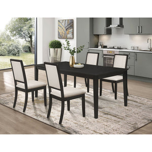 English Elm Daniela Modern Black 5-Piece Dining Set with Cream Upholstery, Solid Hardwood & Sleek Long Legs B062S00888