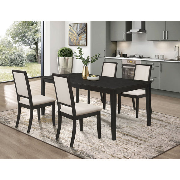 English Elm Daniela Modern Black 5-Piece Dining Set with Cream Upholstery, Solid Hardwood & Sleek Long Legs B062S00888