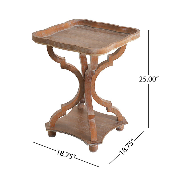 English Elm Accent Table French Country Hourglass Base Carved Wood Distressed Finish Entryway Side 69816.00NTL