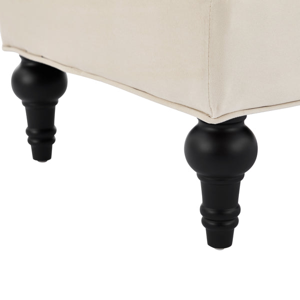 English Elm Modern Tufted Velvet Bench with Gourd Legs and Pillows for Bedroom Entryway Beige N761P335807W