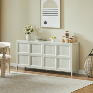 English Elm 67'' Scandinavian Oak Sideboard with Touch Latch Doors Soft Close Hinges Living Room Storage Light Gray W1820P420818