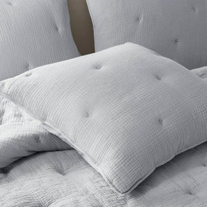 English Elm 3-piece King Cotton Muslin Quilt Set Crinkled Embroidered Coastal Farmhouse Bedding B035P408346