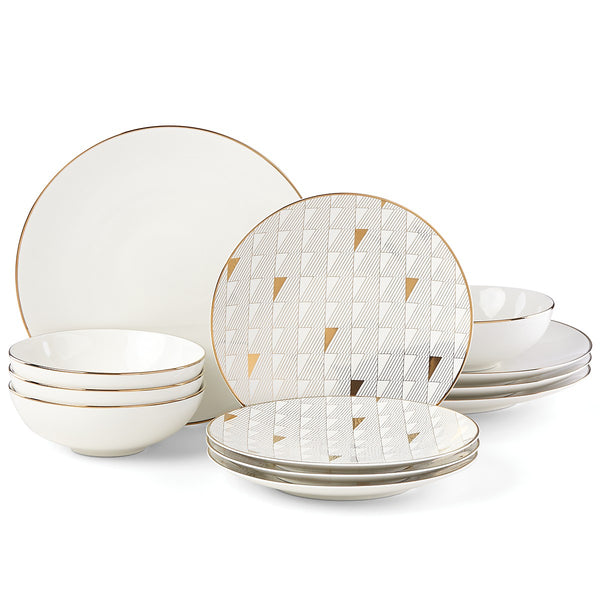 Lenox Trianna White 12-Piece Dinnerware Set White, WHITE PORCELAIN 886123
