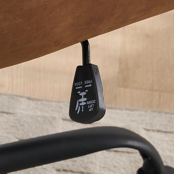 English Elm Artificial ergonomic PU leather office chair with high-density foam, stain-resistant, adjustable height support and modern minimalist design for home and workspace comfort Brown W2311P282361