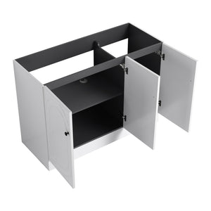 English Elm 48" Modern Freestanding Bathroom Vanity with Integrated Basin, Adjustable Shelf & 3 Metal Handles White W999P241069