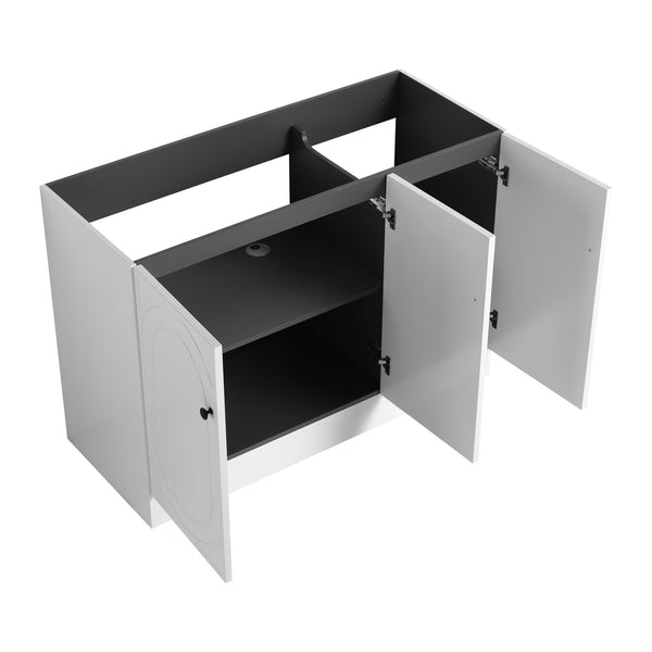 English Elm 48" Modern Freestanding Bathroom Vanity with Integrated Basin, Adjustable Shelf & 3 Metal Handles White W999P241069