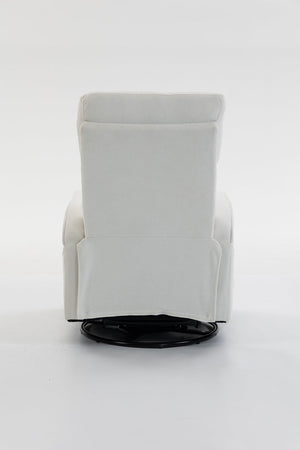 English Elm Short Plush Swivel Recliner Armchair with 360 Degree Rotation for Living Room Cream White W547P437353