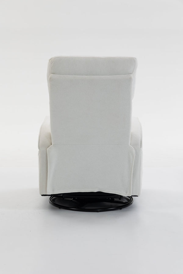 English Elm Short Plush Swivel Recliner Armchair with 360 Degree Rotation for Living Room Cream White W547P437353