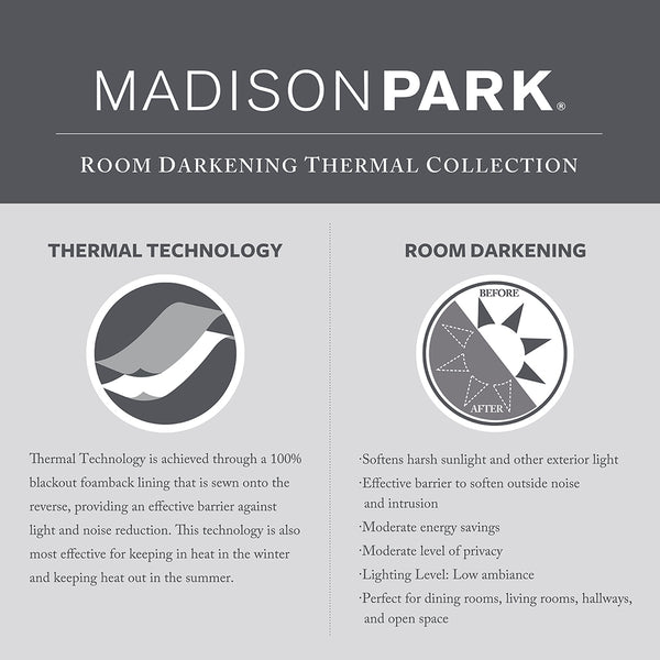 JLA Home Madison Park - Basketweave Thermal Room‑Darkening Curtain Panels with Silver Grommets, Insulating 84" Pair (OEKO‑TEX) MP40-7925