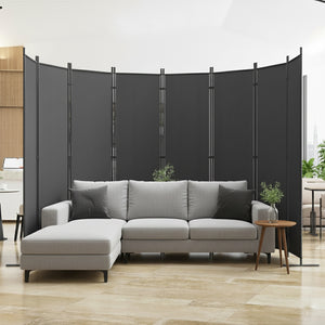 English Elm Room Divider 8 Panel Freestanding Polyester Privacy Screen for Office or Bedroom W419P442193