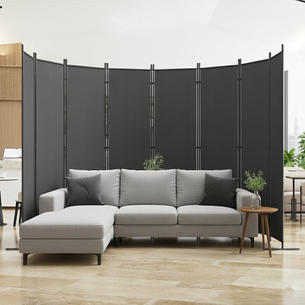 English Elm Room Divider 8 Panel Freestanding Polyester Privacy Screen for Office or Bedroom W419P442193