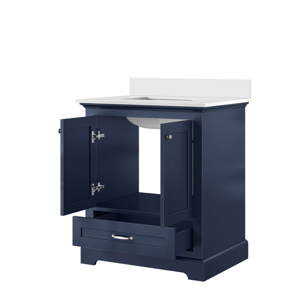 English Elm Navy Single Bath Vanity 30" W x 22" D with Cultured Marble Top, Soft-Close Drawer, Scratch-Resist B2731P258322