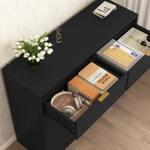 English Elm 8 Drawer Tall Chest Slim Particleboard Build Smooth Gliding Storage for Bedroom Closet Black W409S00027