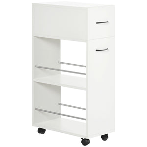 English Elm Homcom 3 Tier Slim Rolling Utility Cart with Drawer for Kitchen Bathroom Laundry W2225P229636