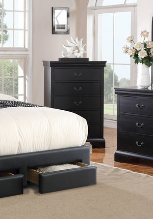 English Elm Elegant Black Chest of Drawers 5-Drawer Tall Storage 32x15x47" Plywood Bedroom Organizer, Sleek B011P238911