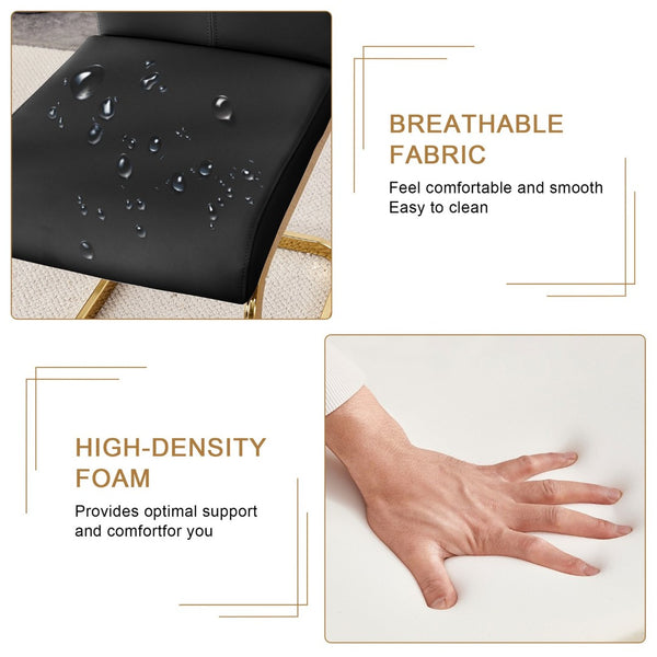 English Elm Table Set - Luxurious Pandora Patterned Dining Table With 8 Black Pu Chairs & Golden C-Shaped Legs W1151S03234-GIGA