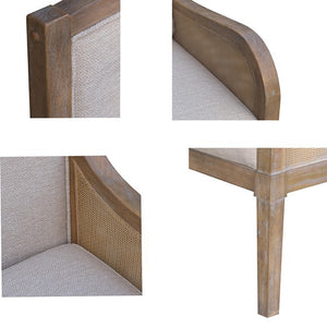 English Elm Cane Reclaimed Natural Accent Chair with Synthetic Cane Arms, Removable Back Cushion, Foam Seat B035P256566