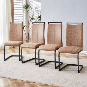 English Elm Modern Chic Dining Chairs with Faux Leather Padded Seat, High-Density Foam Comfort & Metal Legs Set Brown 38.97 L x 19.29 W x 18.11 H W1512P395378