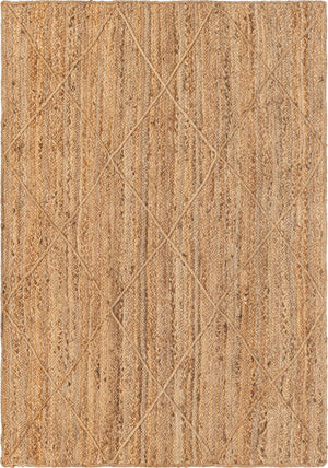 Unique Loom Braided Jute Trellis Hand Braided Solid Rug Natural, Natural 4' 1" x 6' 1"