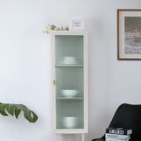 Retro Style Metal Tall Display Cupboard with Glass Door & 3 Shelves, White (Old Sku:W68751717)