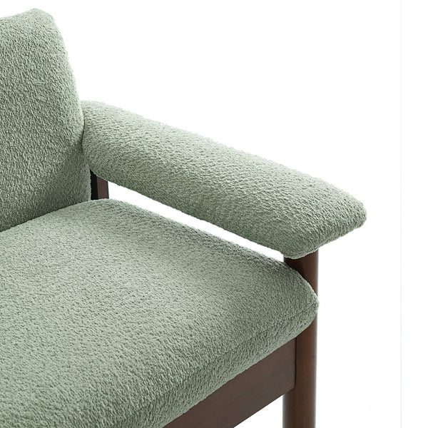 English Elm Modern Berber Fleece 2 Seat Loveseat Rubberwood Base Plush Armrest Couch for Apartments Green N763S000050F