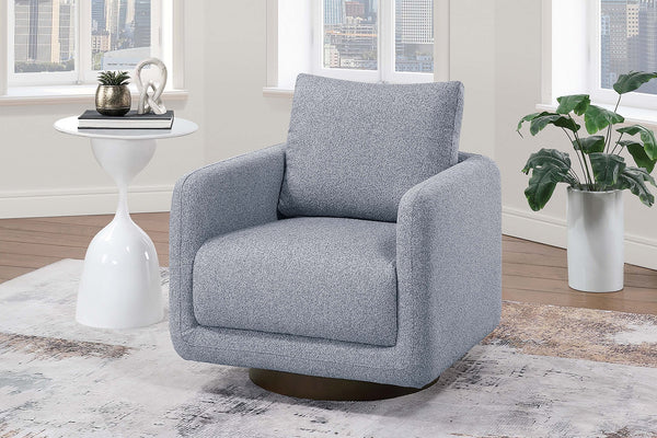 English Elm Modern Gray Bouclé Swivel Chair — 360° Upholstered Accent Seat with Supportive Back Pillow, 30"x31"x25" B011P369861