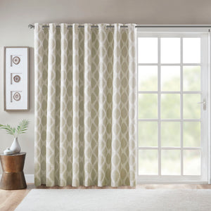 JLA Home SunSmart - Printed Ikat Blackout Panel with Silver Grommets — Thermal Noise-Reducing Fabric for Patio Privacy Taupe SS40-0113