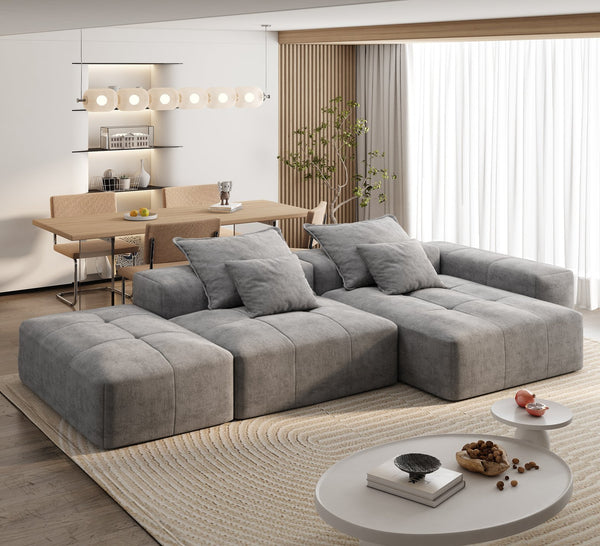 English Elm Modern Modular Sectional Sofa Set In Sparkling Chenille - 4-Piece Diy Design With Ottoman & Pillows W1885S00056