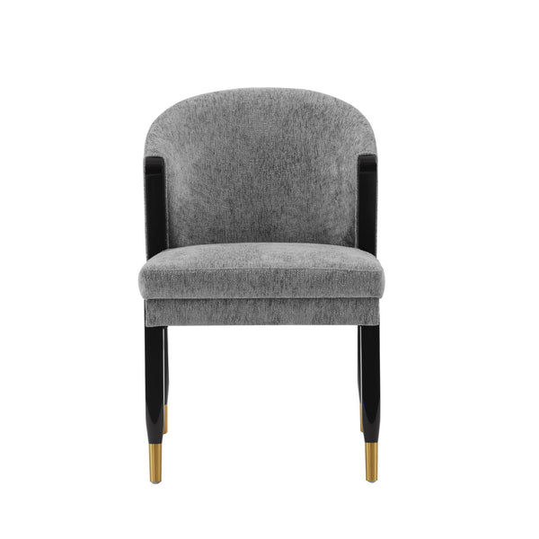 English Elm Ola Wood Chenille Dining Chair with Elm Frame and Brushed Gold Tips, Luxurious Foam Seat, 330lb Capacity Grey B365P397689