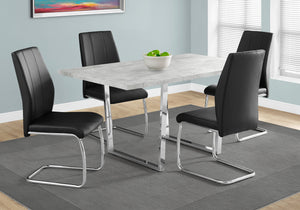 English Elm Dining Table - 60" Rectangular Grey Laminate With Chrome Legs - Modern Design For Kitchen & Dining Spaces B2710P286989