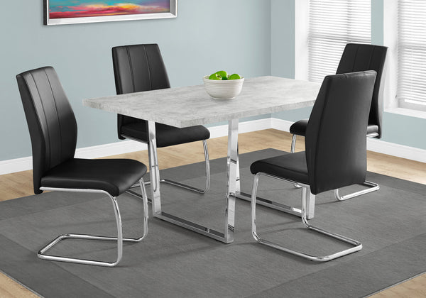 English Elm Dining Table - 60" Rectangular Grey Laminate With Chrome Legs - Modern Design For Kitchen & Dining Spaces B2710P286989