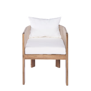 English Elm Christopher Knight Home® - Matera Teak & Beige Dining Chairs Set of 2 – Acacia Wood Frame, Rope Back, Removable Washable Cushions N775P255932T