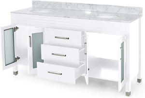 English Elm Christopher Knight Home® - 73'' Luxury Bathroom Vanity with Marble Top & Dual Ceramic Sinks, Freestanding 4-Door 3-Drawer Cabinet White N759S999013K