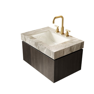 English Elm Muri Floating Bathroom Vanity Sintered Stone Top Oak Veneer Plywood Cabinet W2615S00599