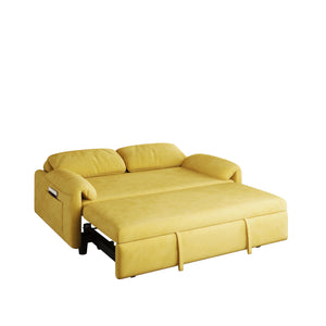 English Elm Dual-Purpose Velvet Sofa Bed Blue Black Pink - Stylish Retractable 2-Seater with Solid Wood Frame, 500lb Support W3371P302134